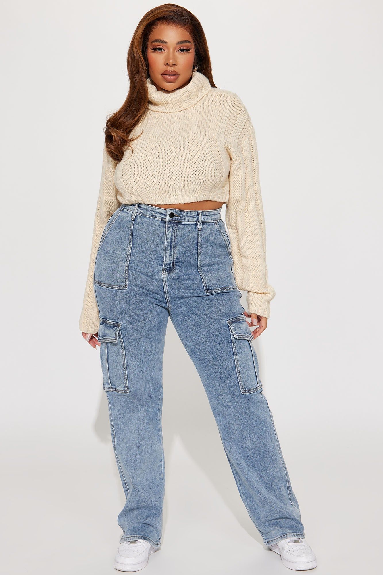 Crowd Pleaser Stretch Cargo Jeans - Medium Wash sold by Fashion Nova product image thumbnail 5