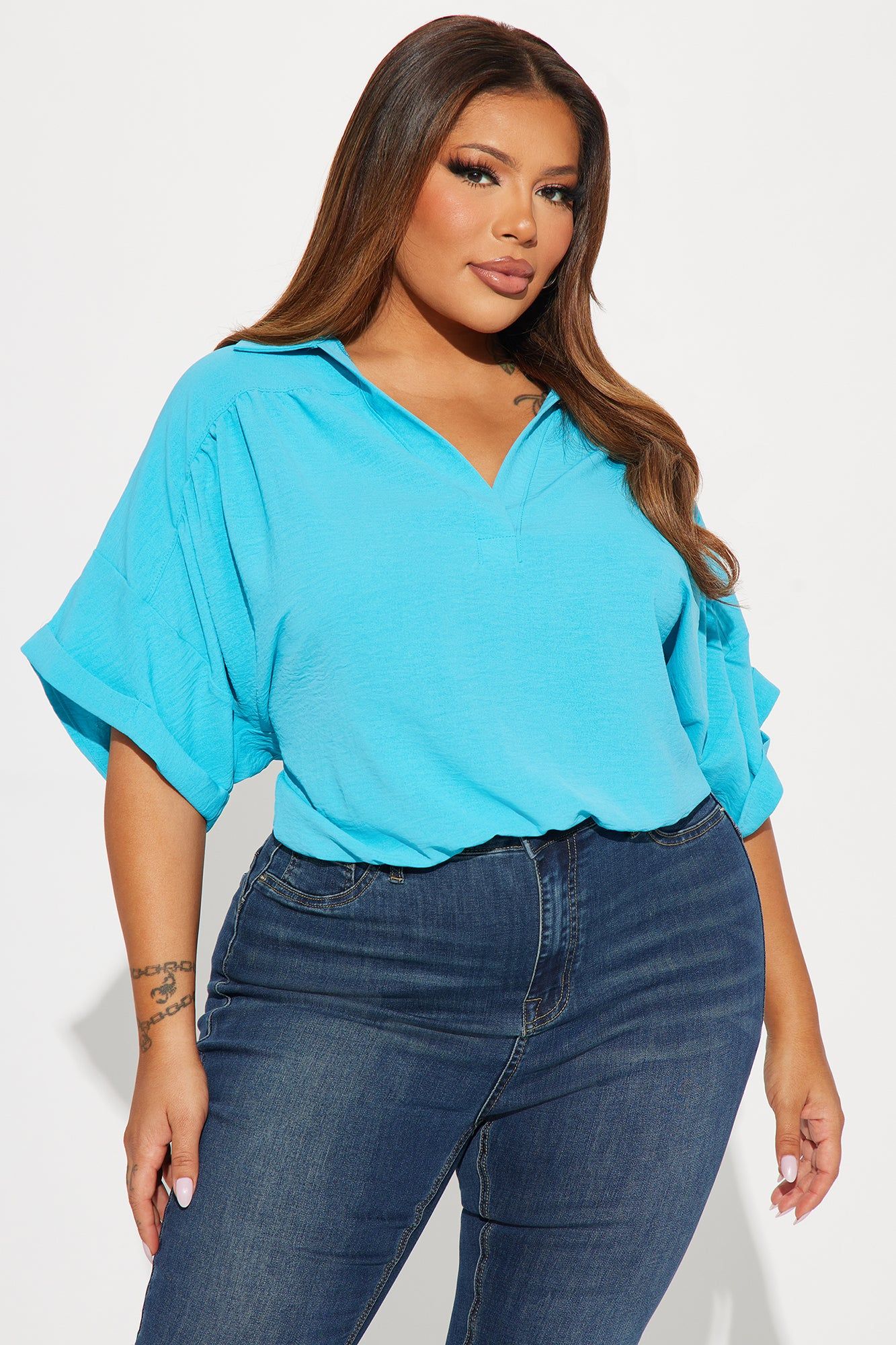 Breezy Day Blouse Top - Aqua sold by Fashion Nova product image thumbnail 4