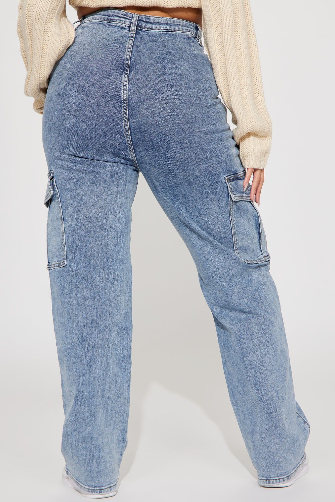 Crowd Pleaser Stretch Cargo Jeans - Medium Wash sold by Fashion Nova product image thumbnail 7