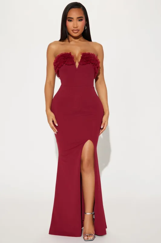 Smothered Crepe Maxi Dress - Wine sold by Fashion Nova