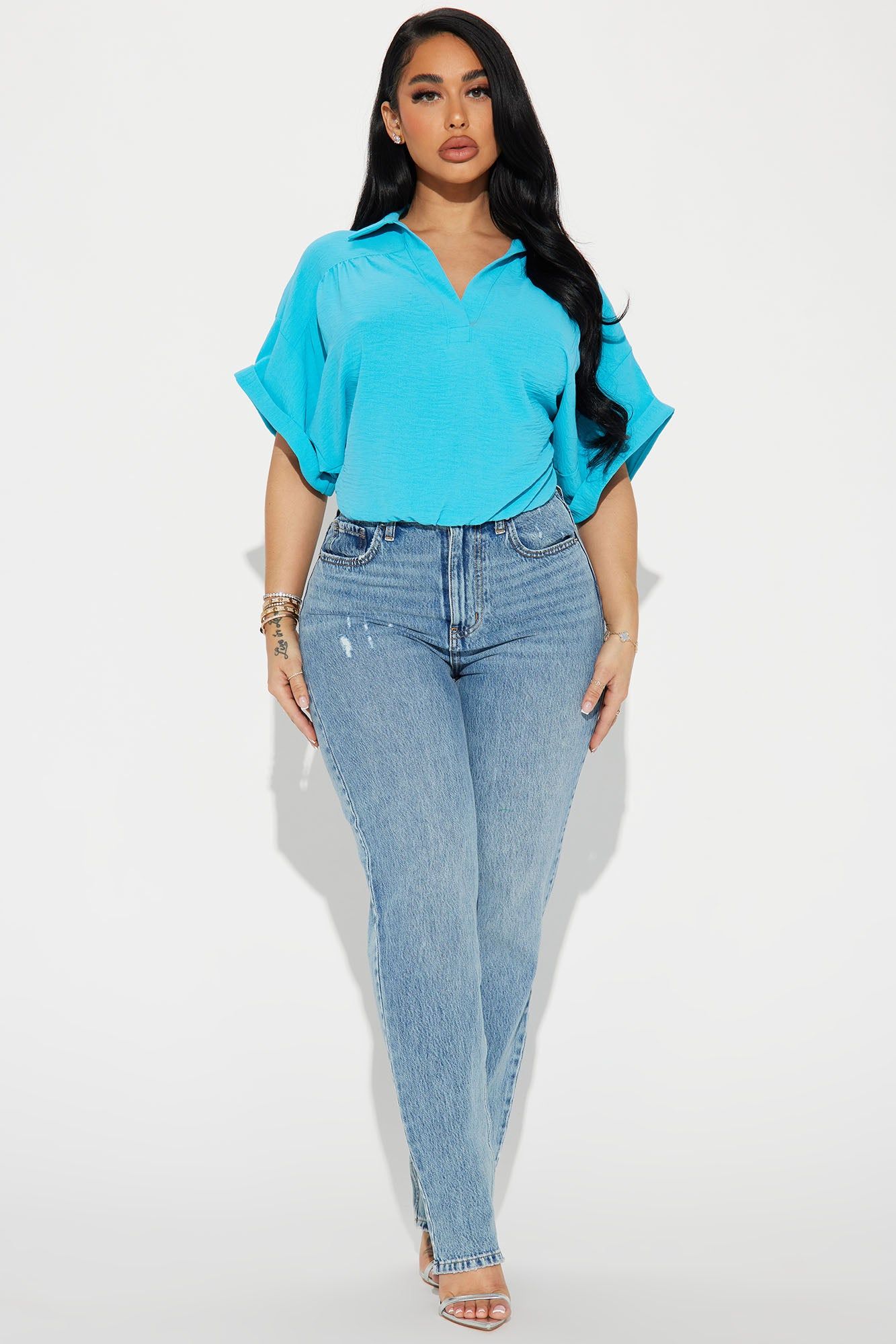 Breezy Day Blouse Top - Aqua sold by Fashion Nova product image thumbnail 2