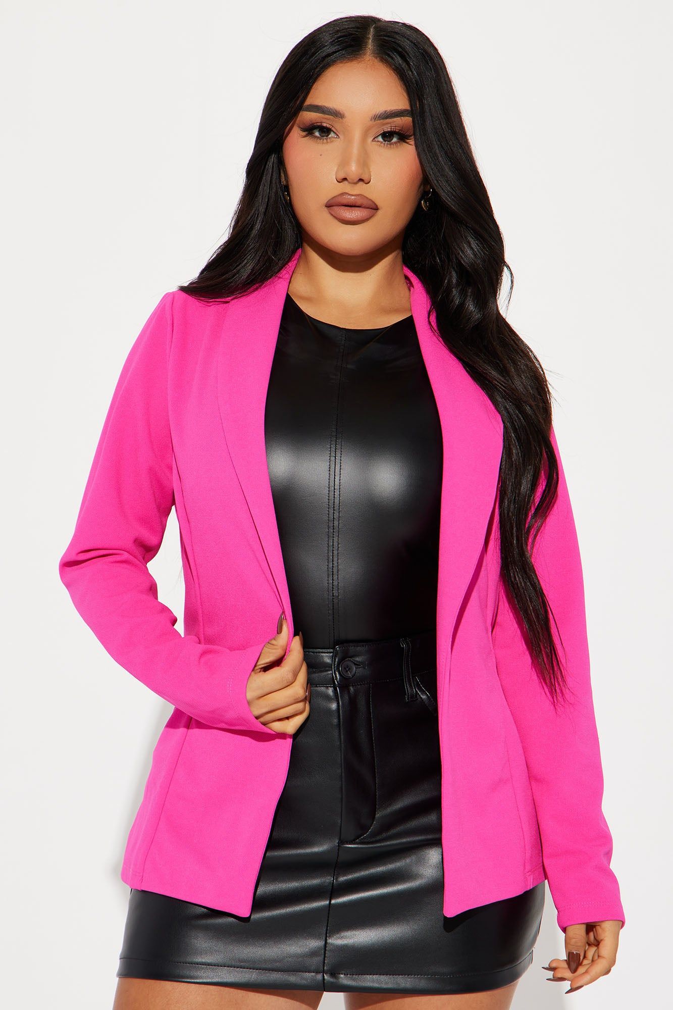 Make It Look Easy Blazer - Fuchsia sold by Fashion Nova