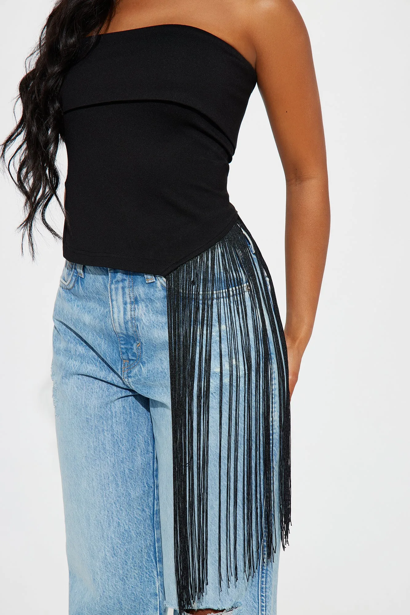 Trish Fringe Tube Top - Black sold by Fashion Nova product image thumbnail 3