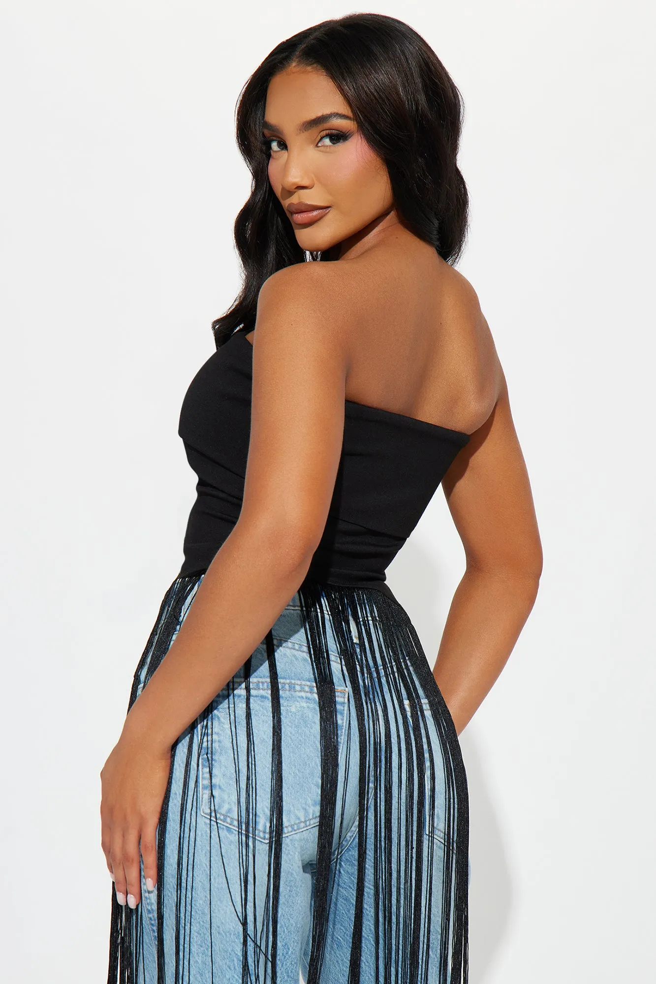 Trish Fringe Tube Top - Black sold by Fashion Nova product image thumbnail 4