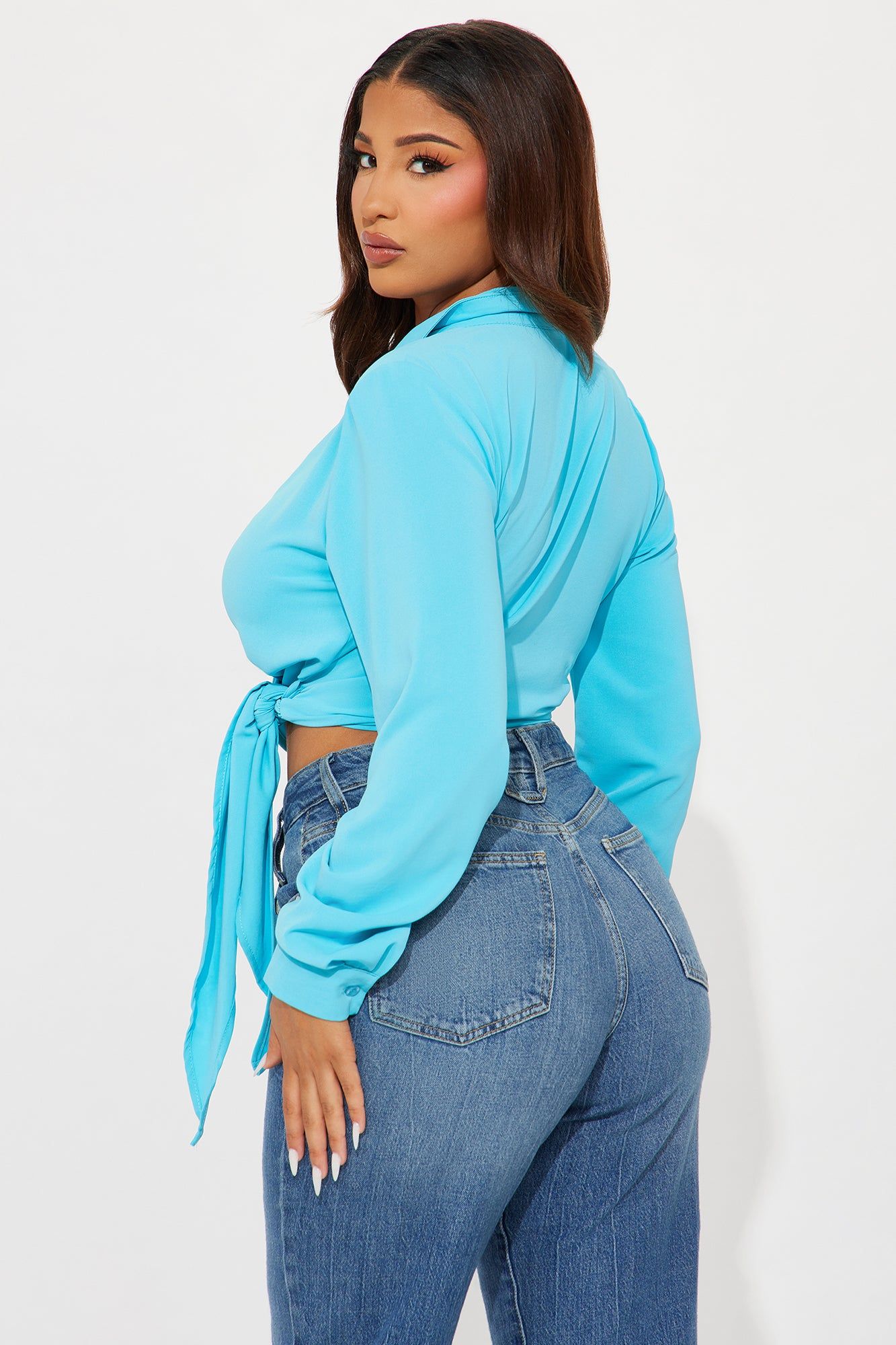 All Yours Blouse Top - Aqua sold by Fashion Nova product image thumbnail 3