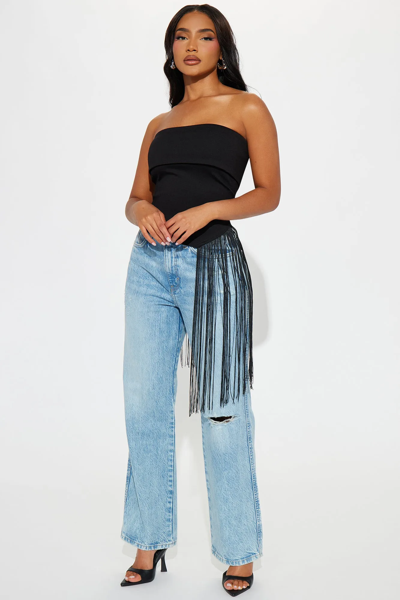 Trish Fringe Tube Top - Black sold by Fashion Nova product image thumbnail 2