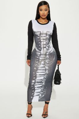 Kiana Maxi Dress - Black/White sold by Fashion Nova