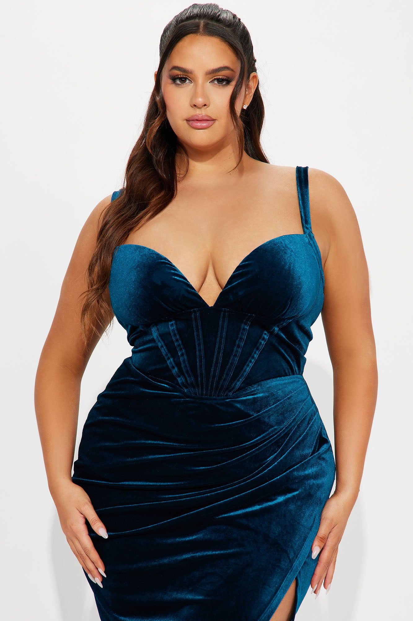 Kiara Velvet Midi Dress - Teal sold by Fashion Nova product image thumbnail 5