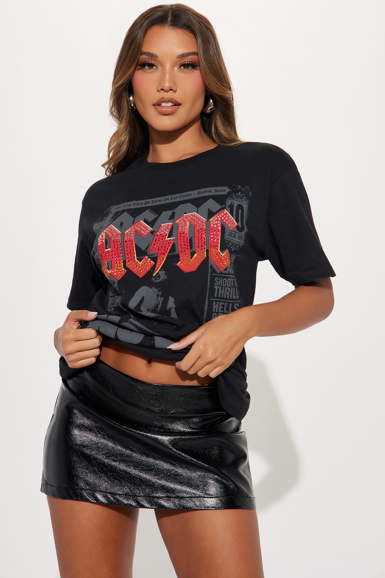 ACDC Directors Cut Rhinestone Tee - Black Wash sold by Fashion Nova