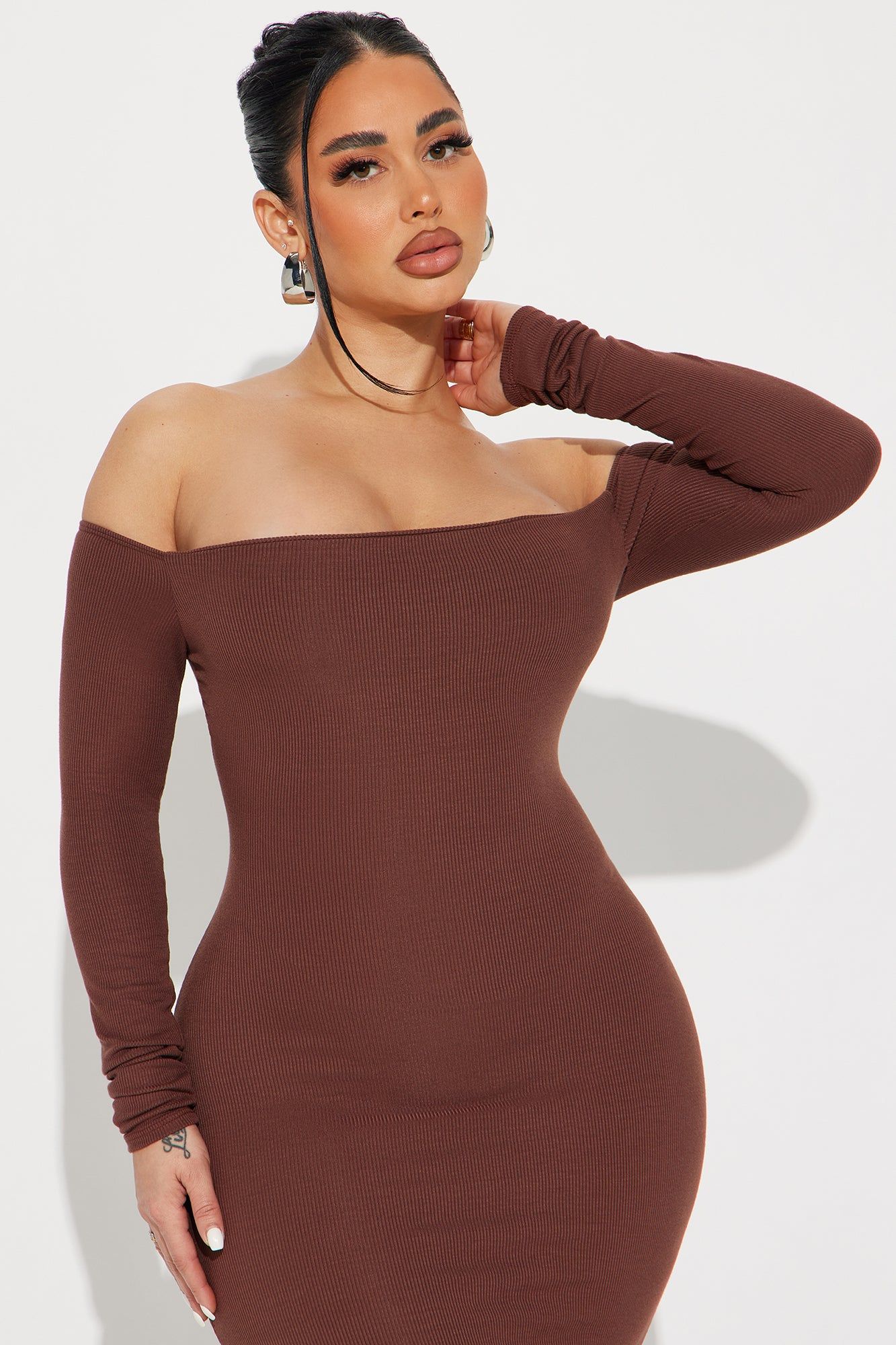 Becky Ribbed Maxi Dress - Brown sold by Fashion Nova product image thumbnail 2