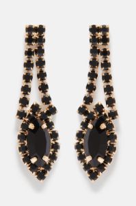 Royal Elegance Necklace And Earring Set - Gold/Black sold by Fashion Nova