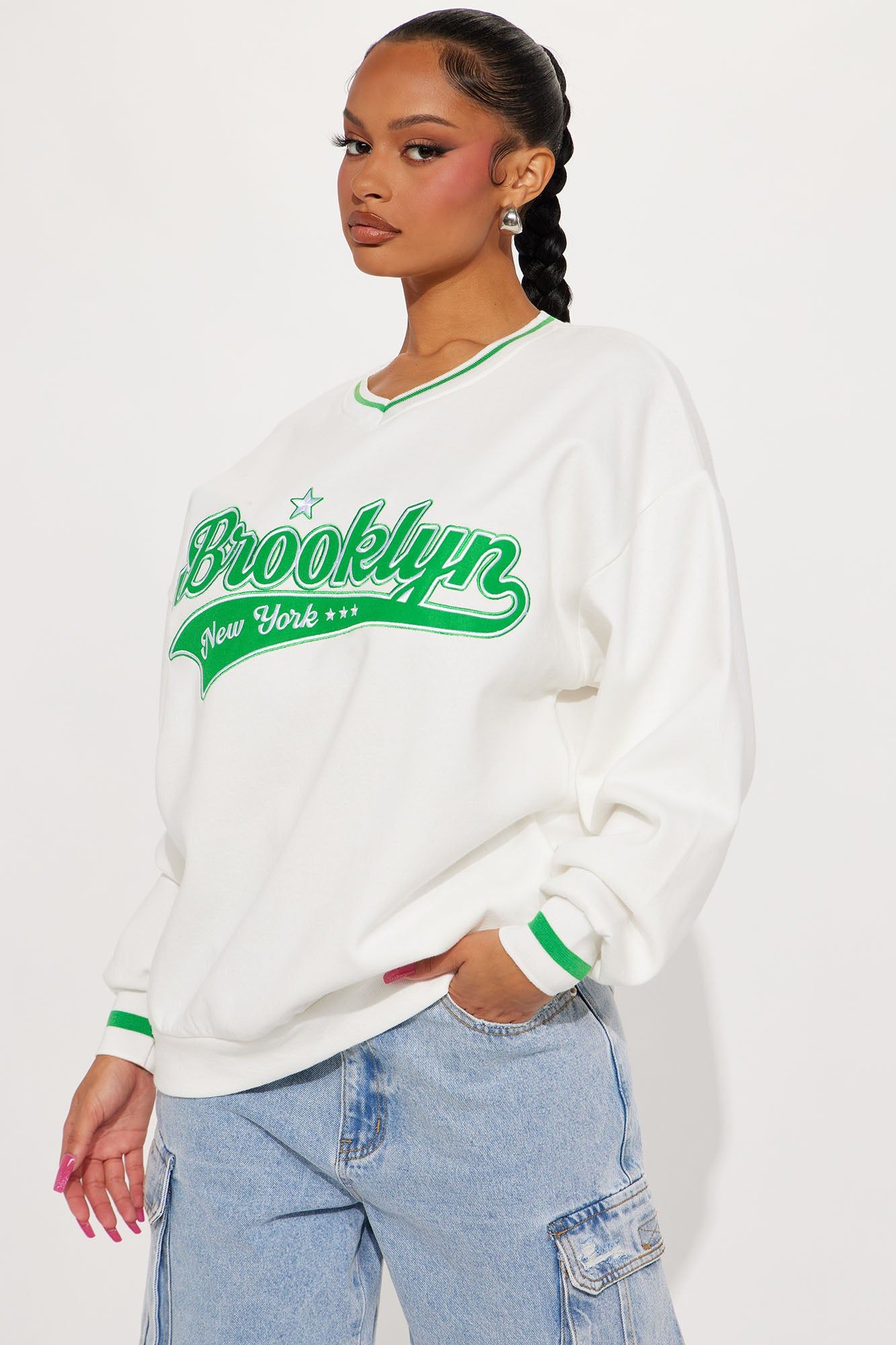 Brooklyn All The Way Fleece Lounge Pull Over - Cream sold by Fashion Nova
