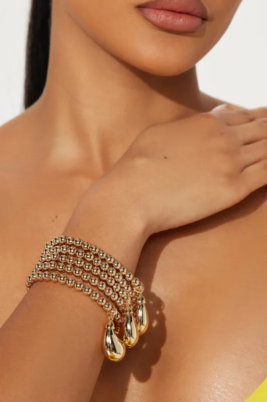 Night Sea Swim 5 Piece Bracelet Set - Gold sold by Fashion Nova