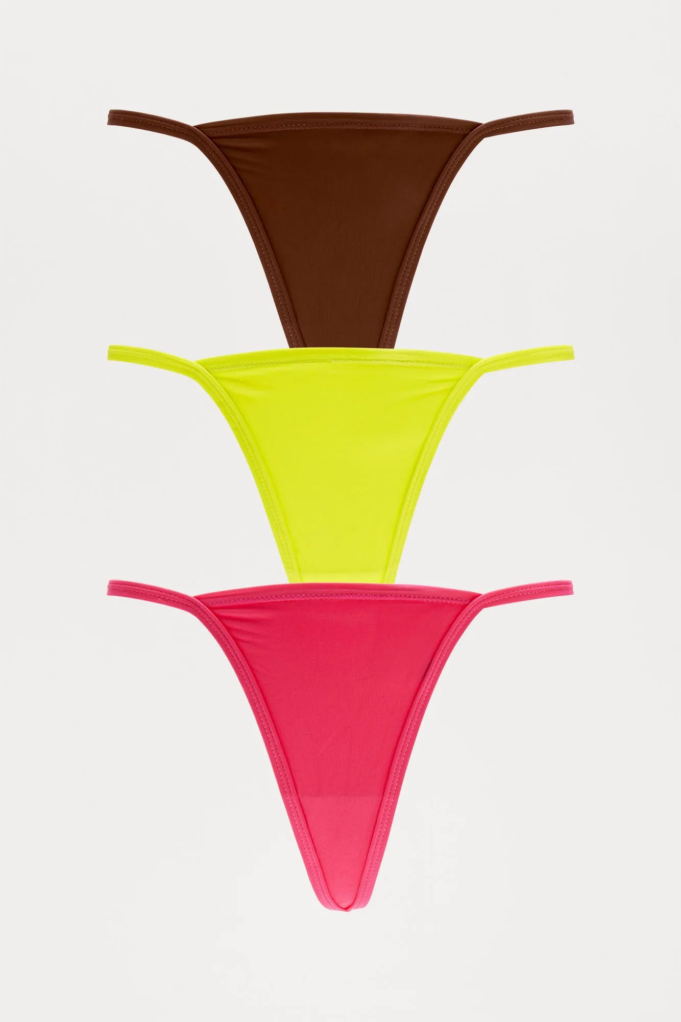 Light As A Feather Microfiber G String Thong Panty 3 Pack - Chocolate/Combo sold by Fashion Nova