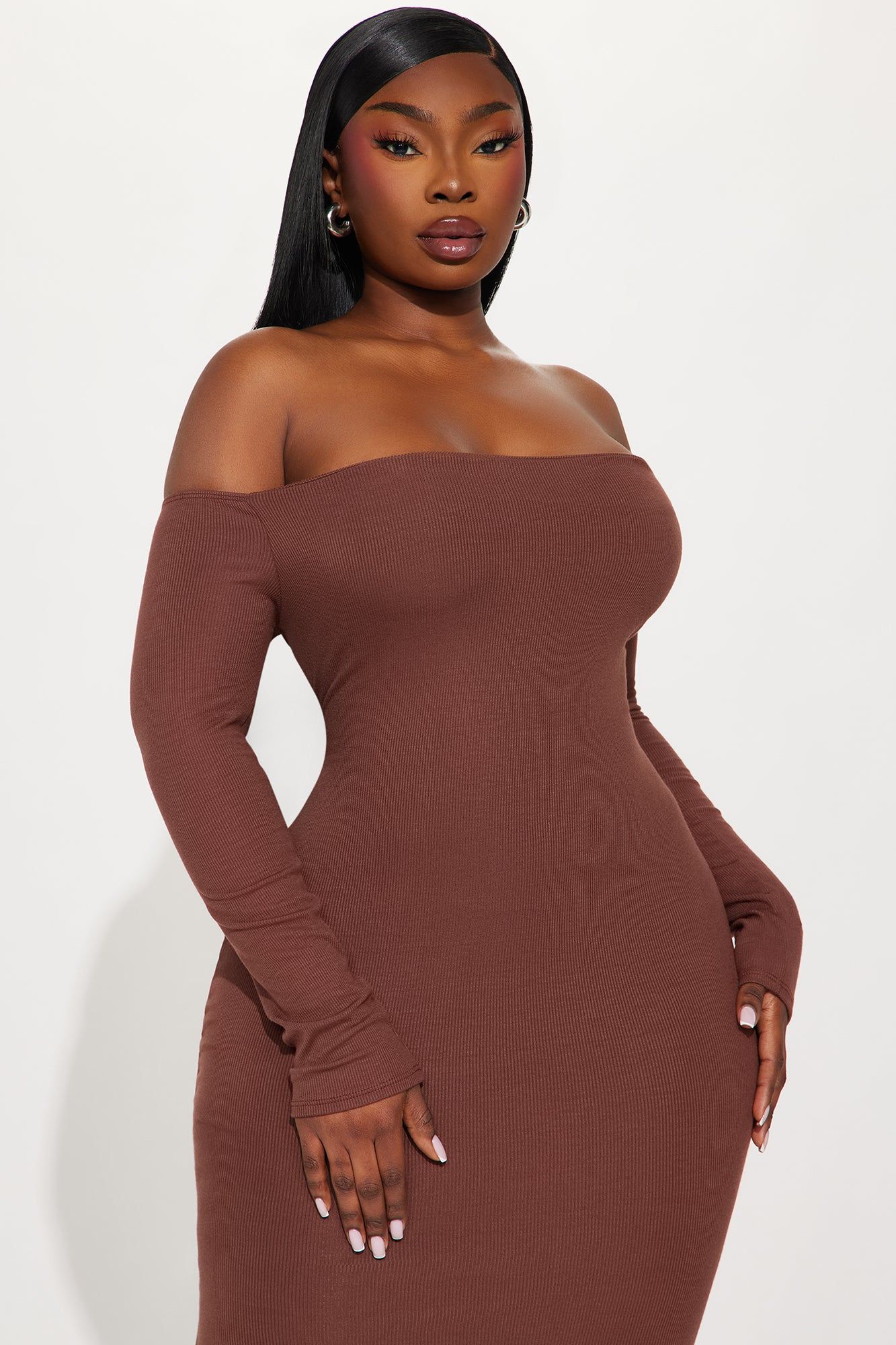 Becky Ribbed Maxi Dress - Brown sold by Fashion Nova product image thumbnail 5