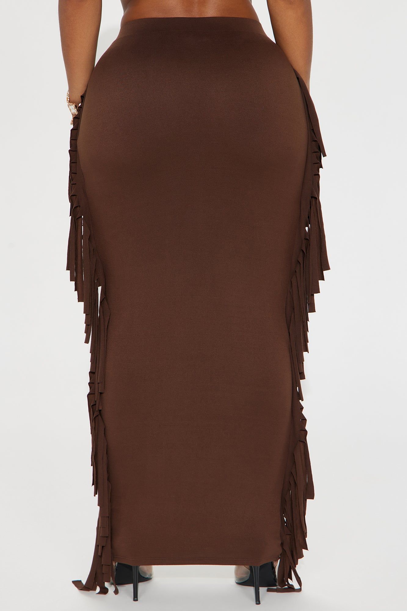 Going Places Fringe Maxi Skirt - Chocolate sold by Fashion Nova product image thumbnail 3