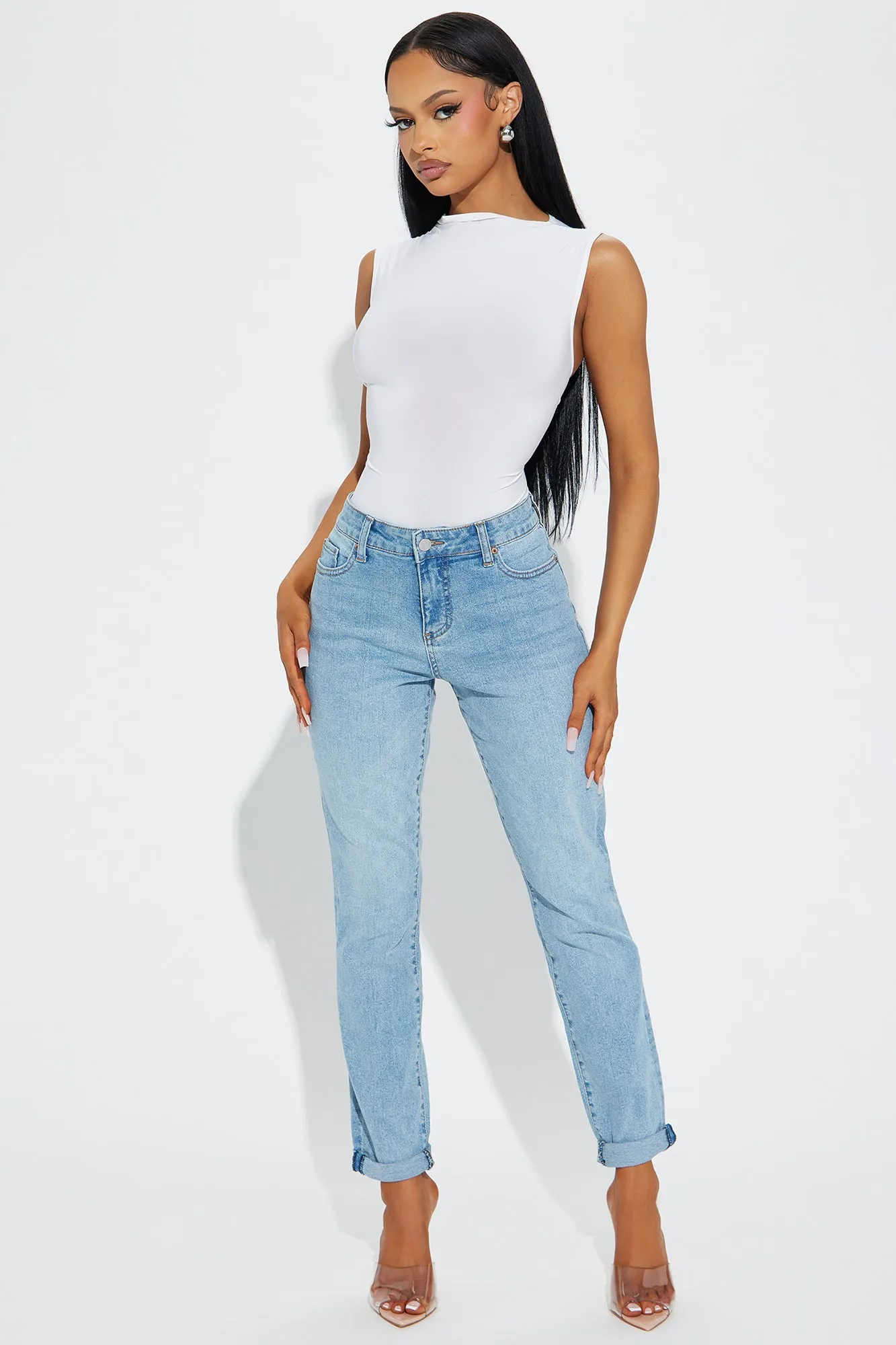 In The Clear Stretch Skinny Jeans - Light Wash sold by Fashion Nova