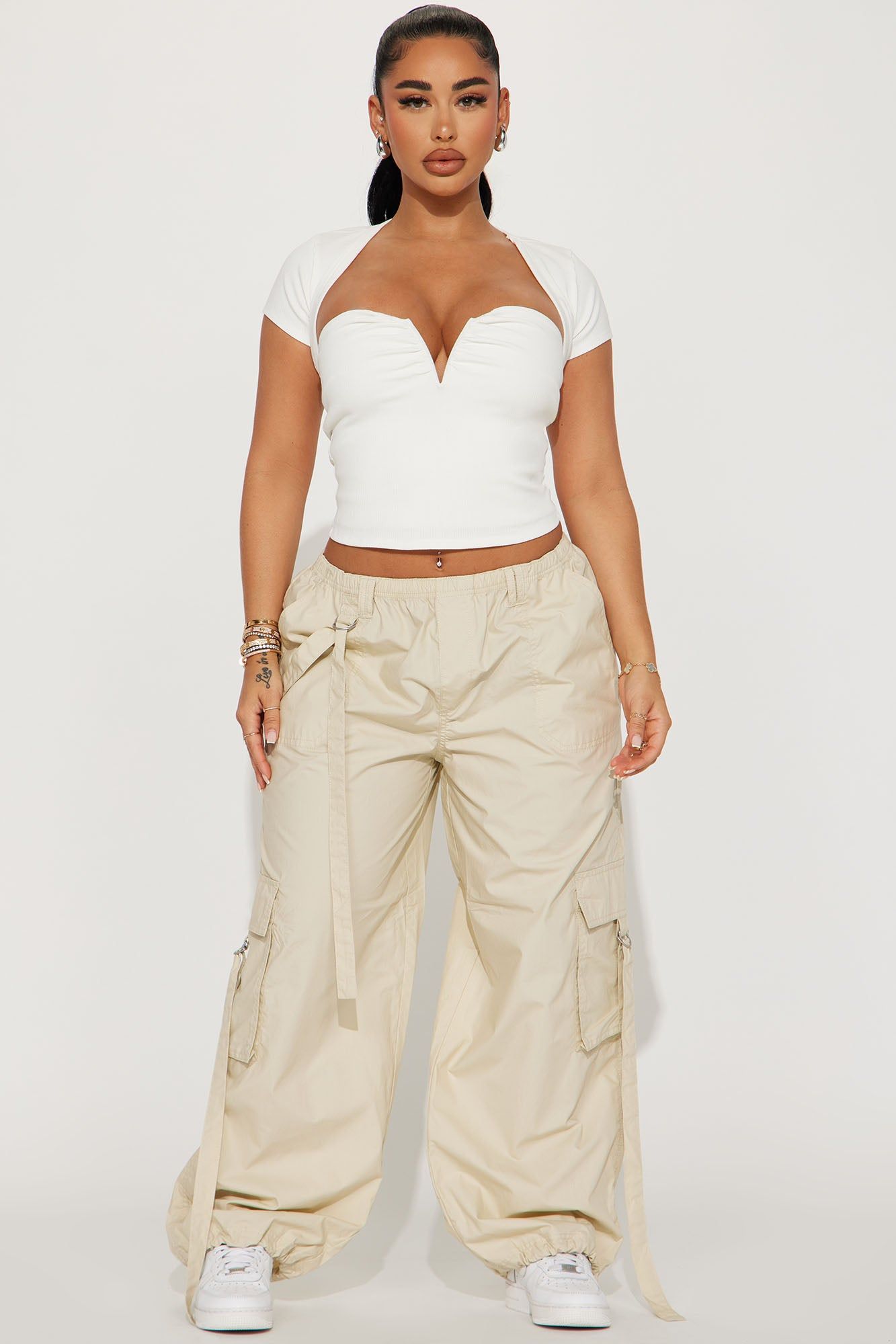 Strapping Details Cargo Jogger - Ivory sold by Fashion Nova