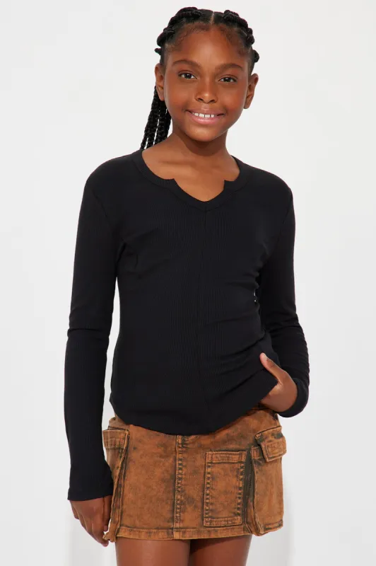 Mini Here To Stay Ribbed Top - Black sold by Fashion Nova