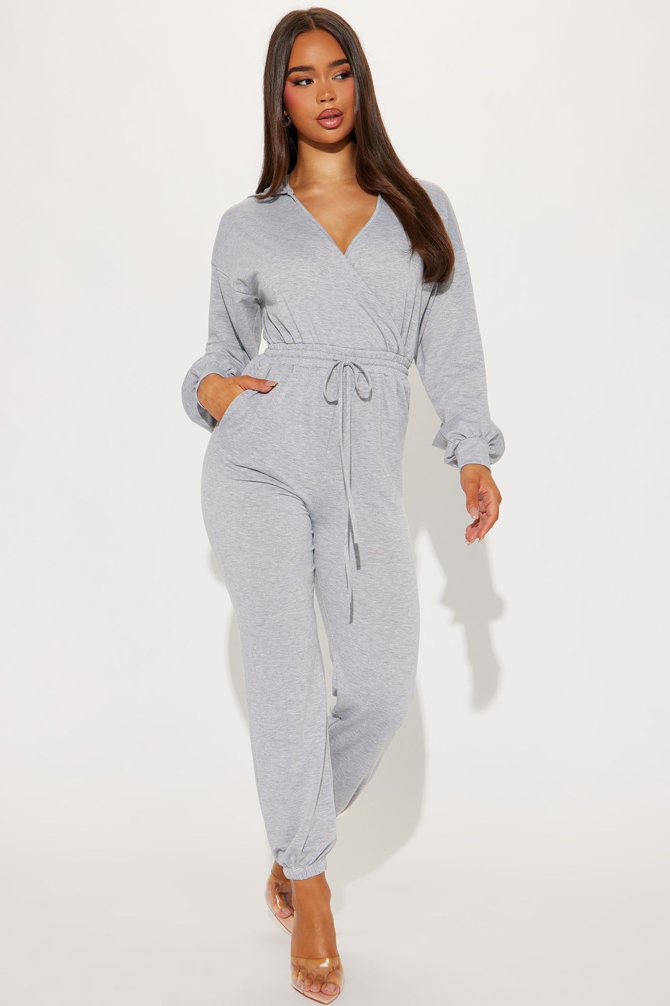 Slow Jams Jumpsuit - Heather Grey sold by Fashion Nova