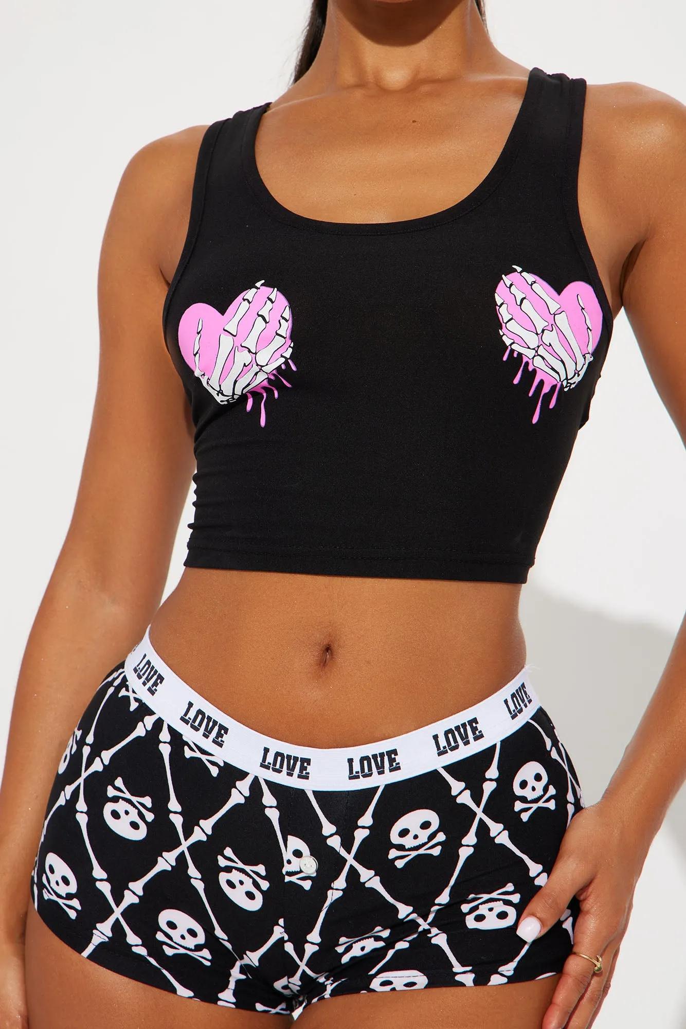 Spooky Ghoul Halloween PJ Set - Black/combo sold by Fashion Nova product image thumbnail 2