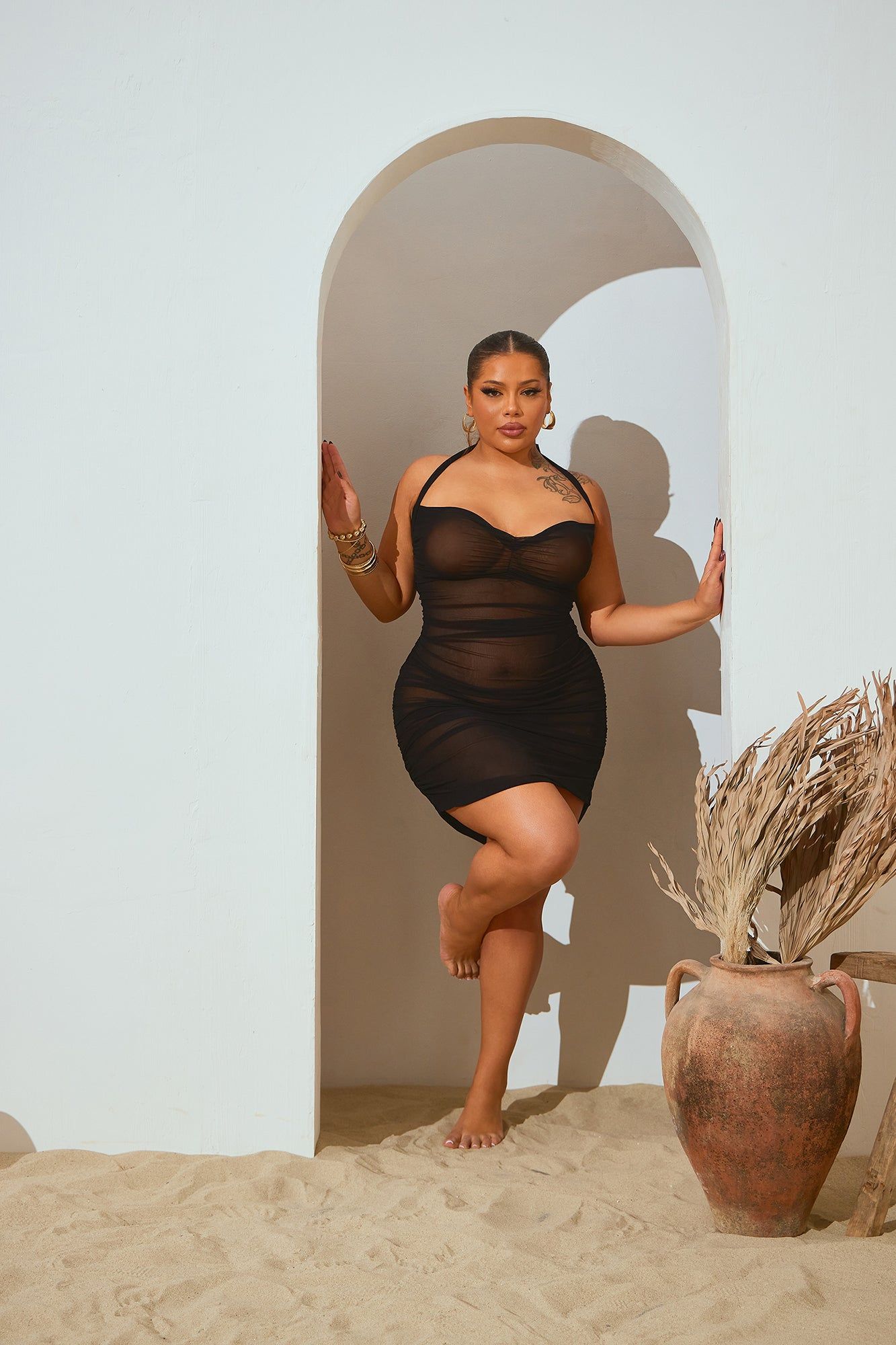 Trips To Vegas Mesh Cover Up Dress - Black sold by Fashion Nova product image thumbnail 5