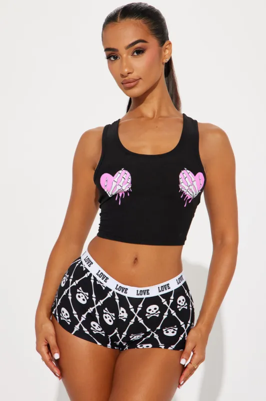 Spooky Ghoul Halloween PJ Set - Black/combo sold by Fashion Nova
