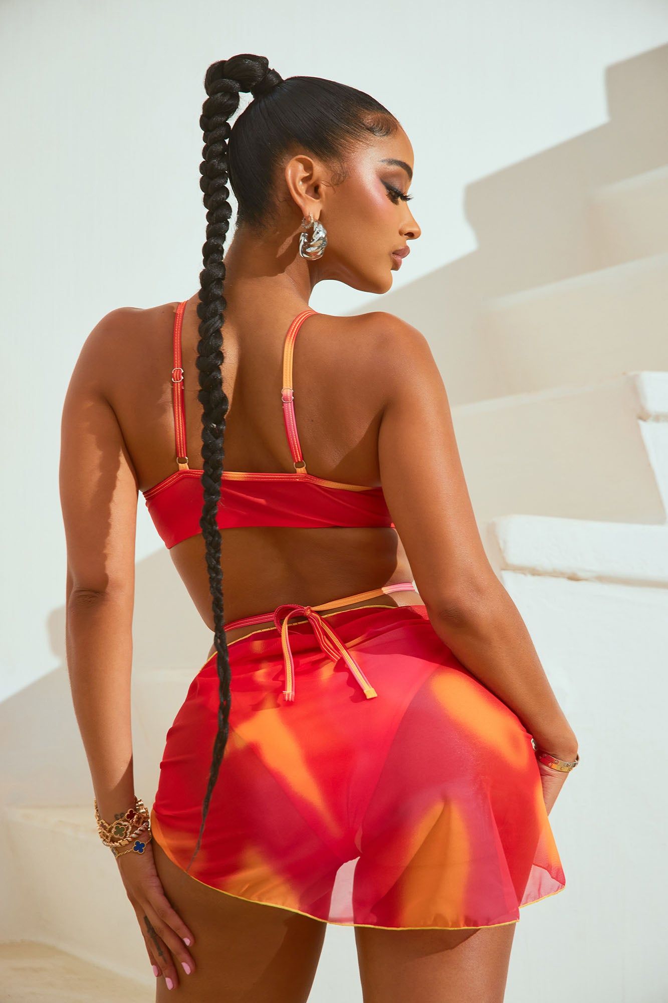 Maggie Strappy 3 Piece Bikini Set - Red/combo sold by Fashion Nova product image thumbnail 5