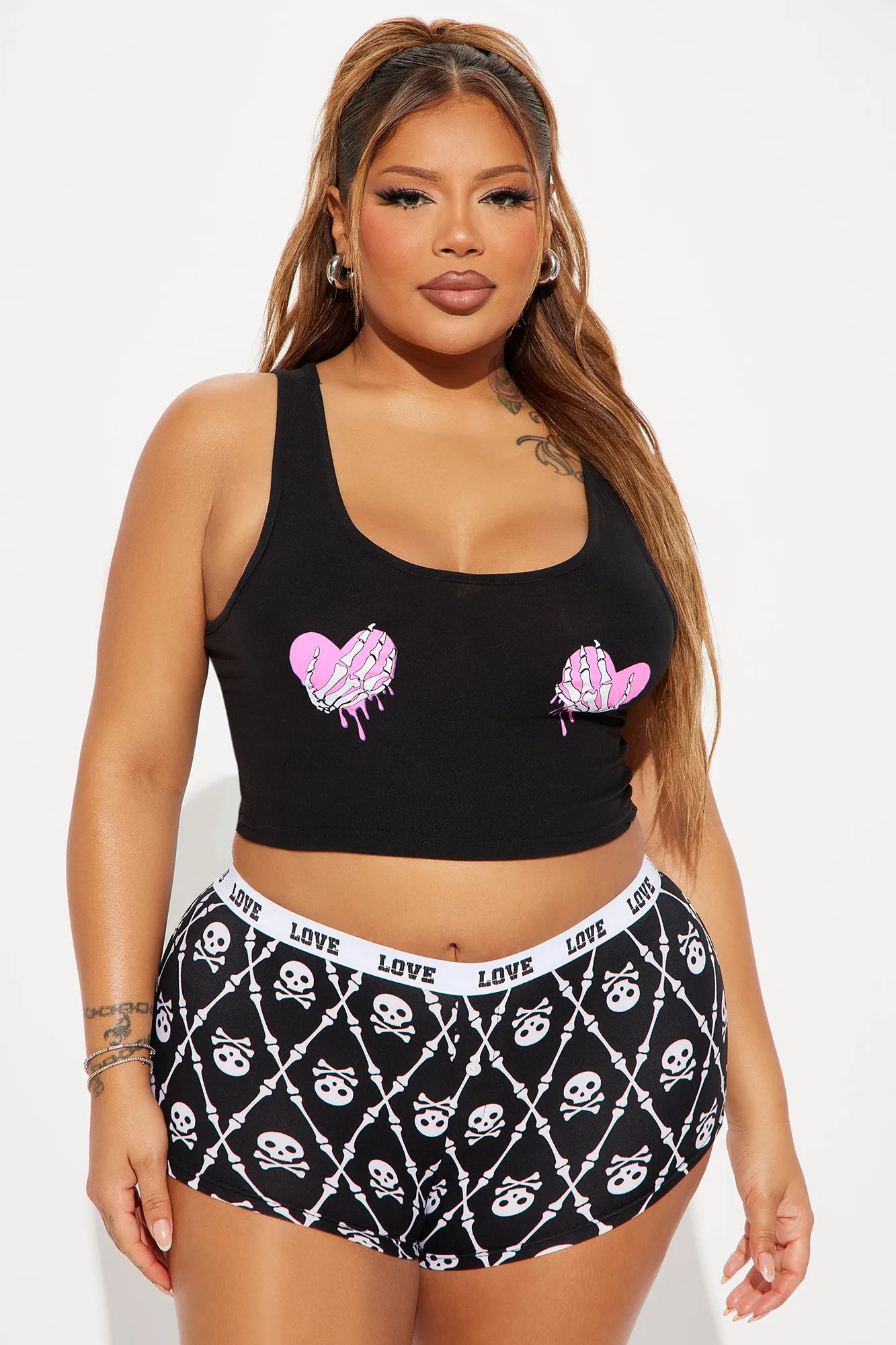 Spooky Ghoul Halloween PJ Set - Black/combo sold by Fashion Nova product image thumbnail 4