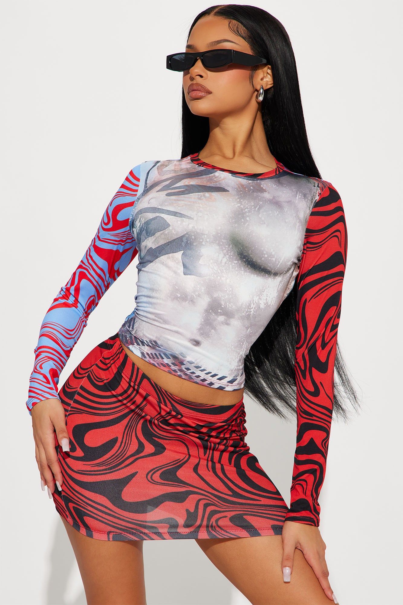 Drifting Away Skirt Set - Red/combo sold by Fashion Nova product image thumbnail 2