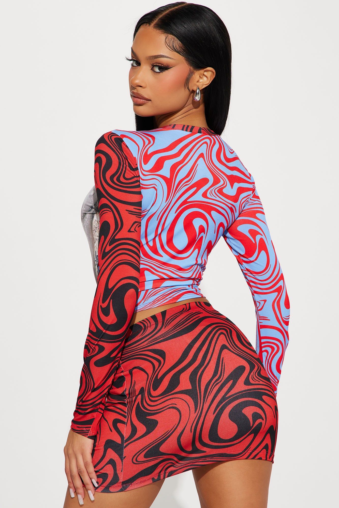 Drifting Away Skirt Set - Red/combo sold by Fashion Nova product image thumbnail 3