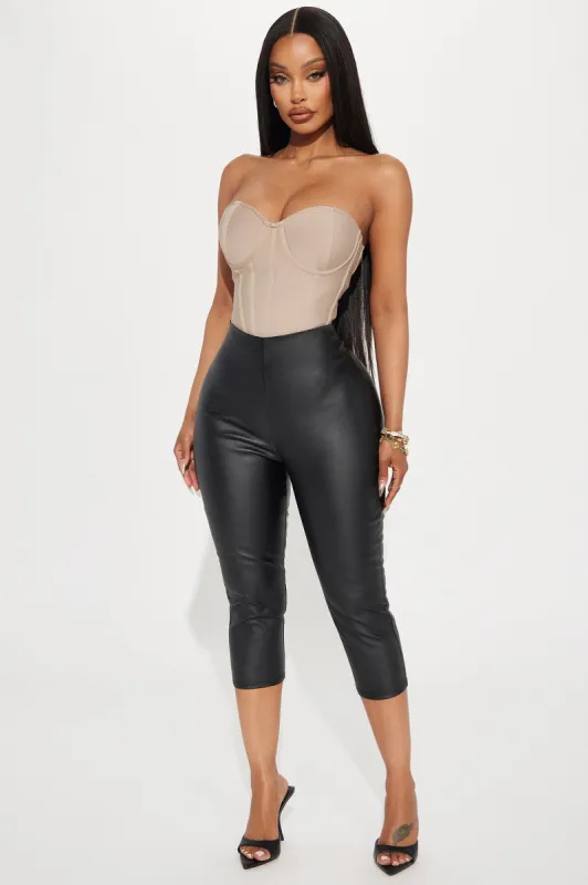 Martini Nights Faux Leather Capri Pant - Black sold by Fashion Nova