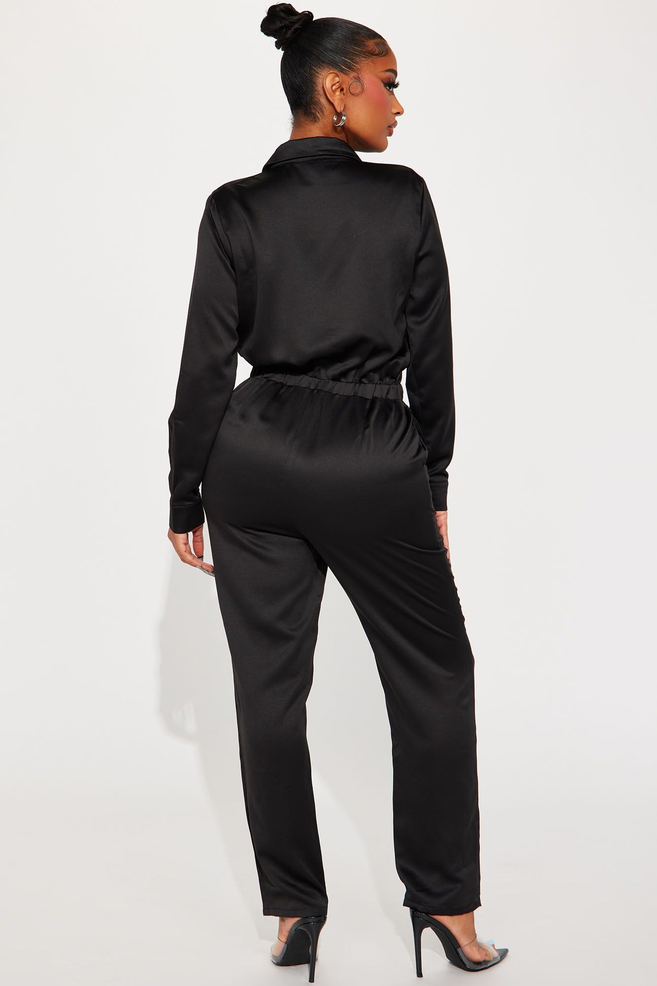 Street Jams Satin Jumpsuit - Black sold by Fashion Nova product image thumbnail 3