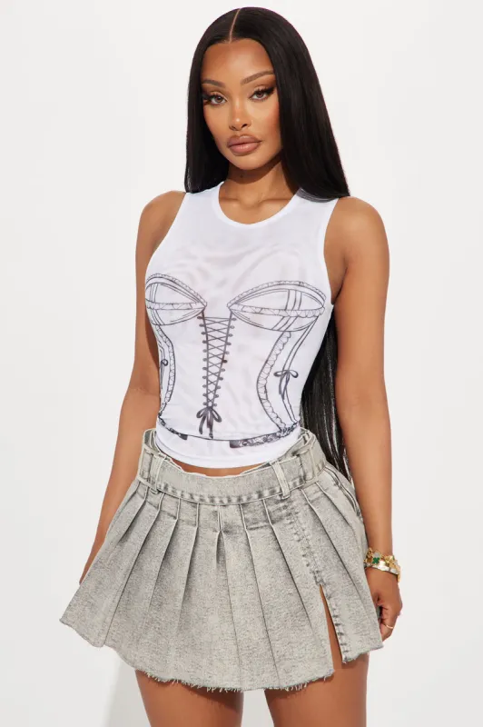 Feeling Snatched Mesh Top - White sold by Fashion Nova