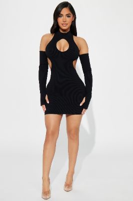 Nia Snatched Mini Dress - Black sold by Fashion Nova