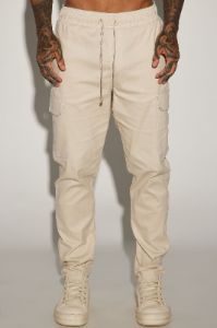 Rocky Contrast Stitch Cargo Pants - Tan sold by Fashion Nova