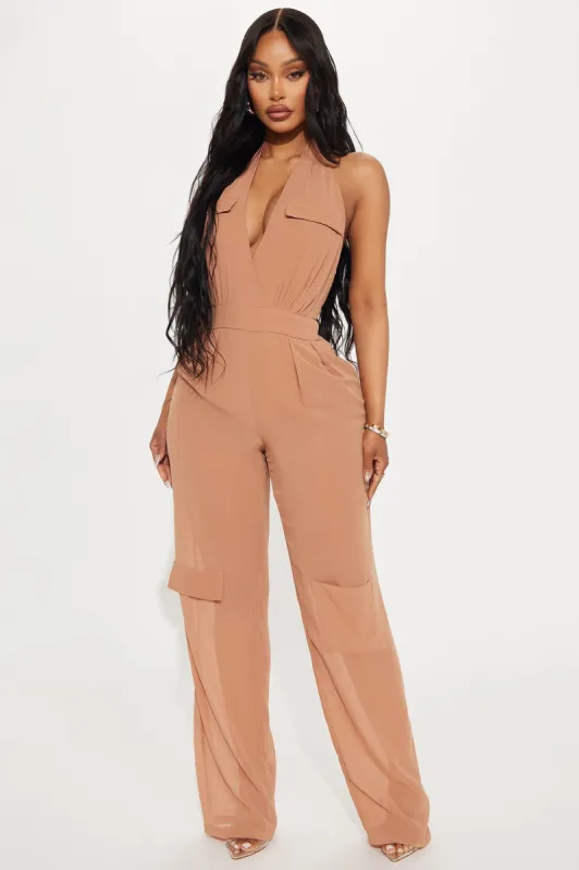 Feelings For You Jumpsuit - Mocha sold by Fashion Nova