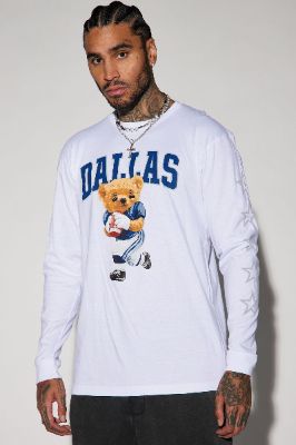 Dallas Bear Long Sleeve Tee - White sold by Fashion Nova