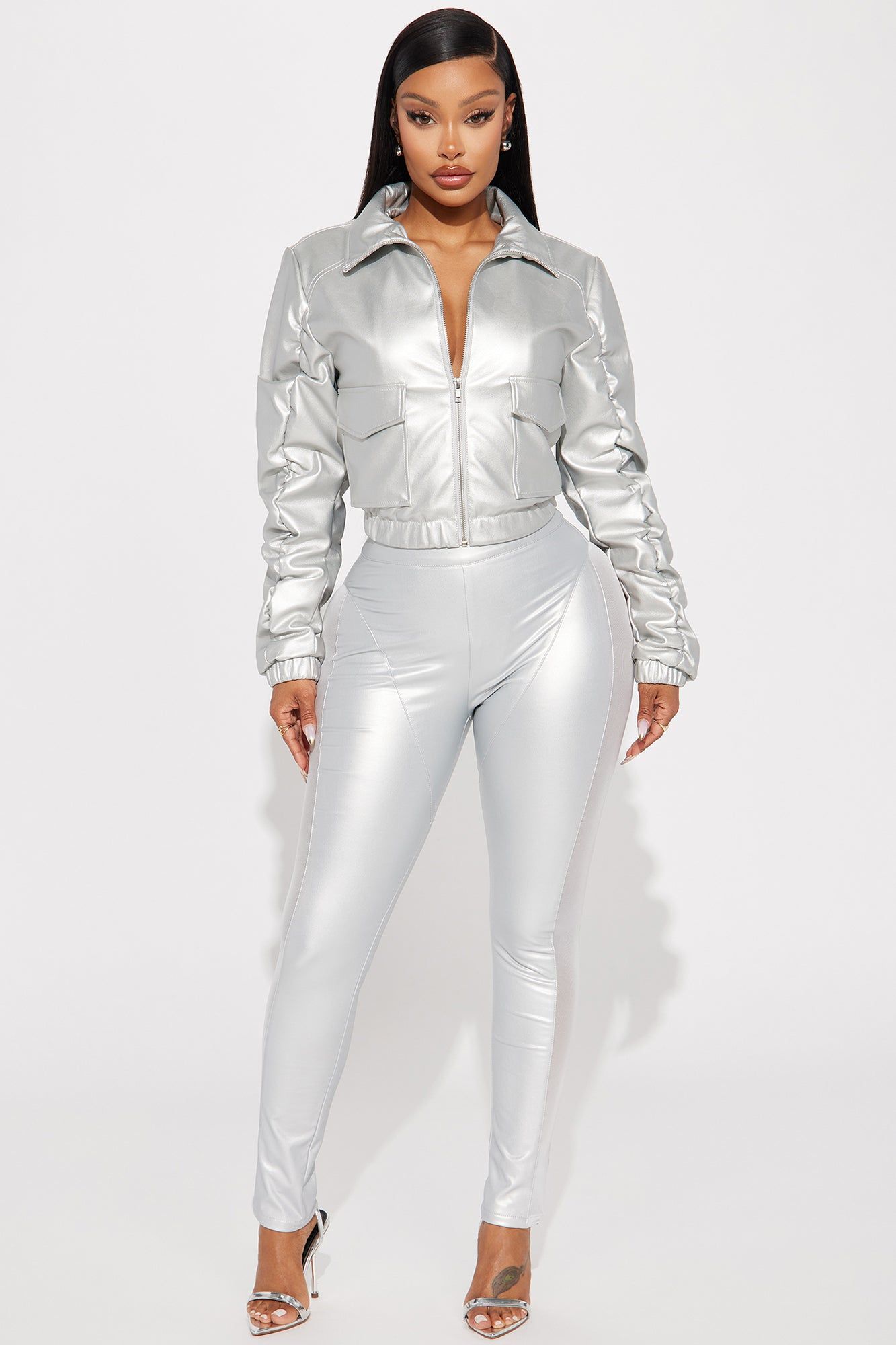 Got A Lot Of Attitude Faux Leather Jacket - Silver sold by Fashion Nova product image thumbnail 2
