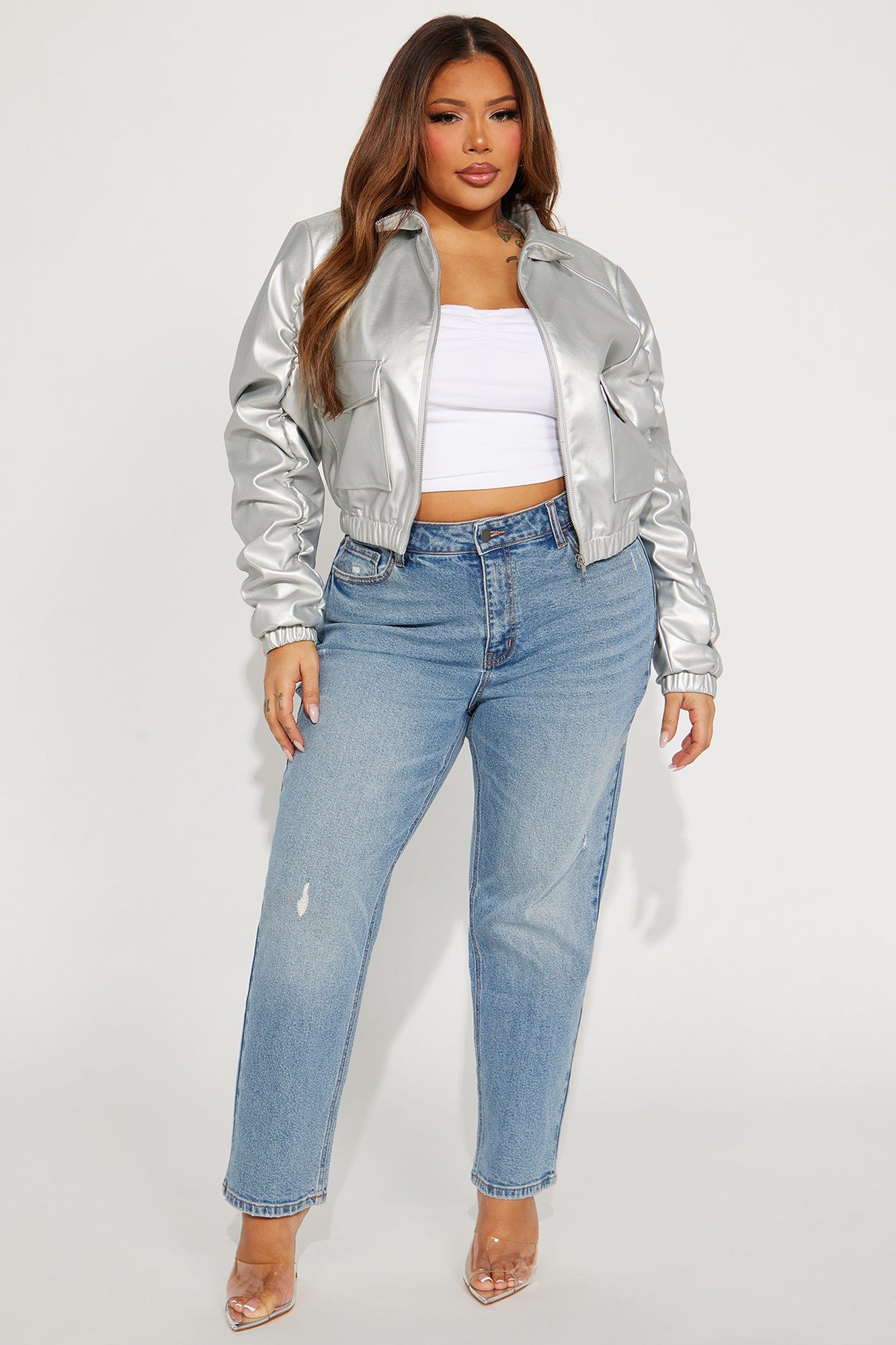 Got A Lot Of Attitude Faux Leather Jacket - Silver sold by Fashion Nova product image thumbnail 5