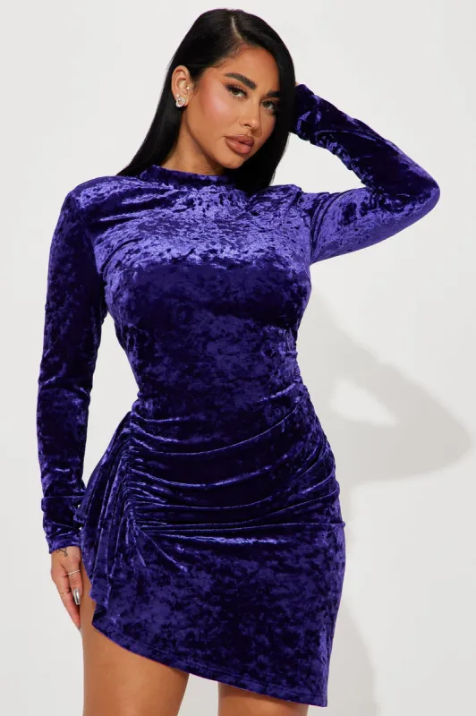Analise Velvet Mini Dress - Purple made by Fashion Nova