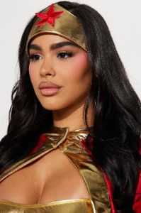 Super Wonderful Babe 4 Piece Costume Set - Red/combo sold by Fashion Nova