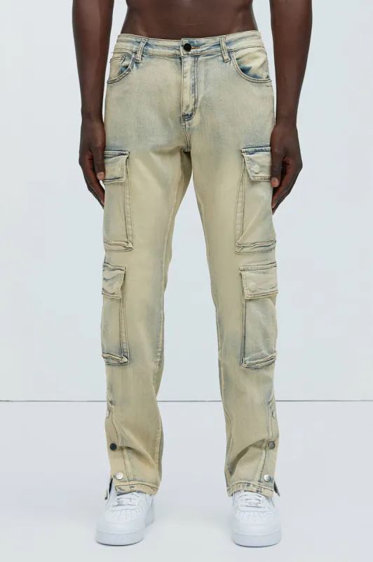 Stand On It Cargo Straight Jeans - Vintage Wash sold by Fashion Nova
