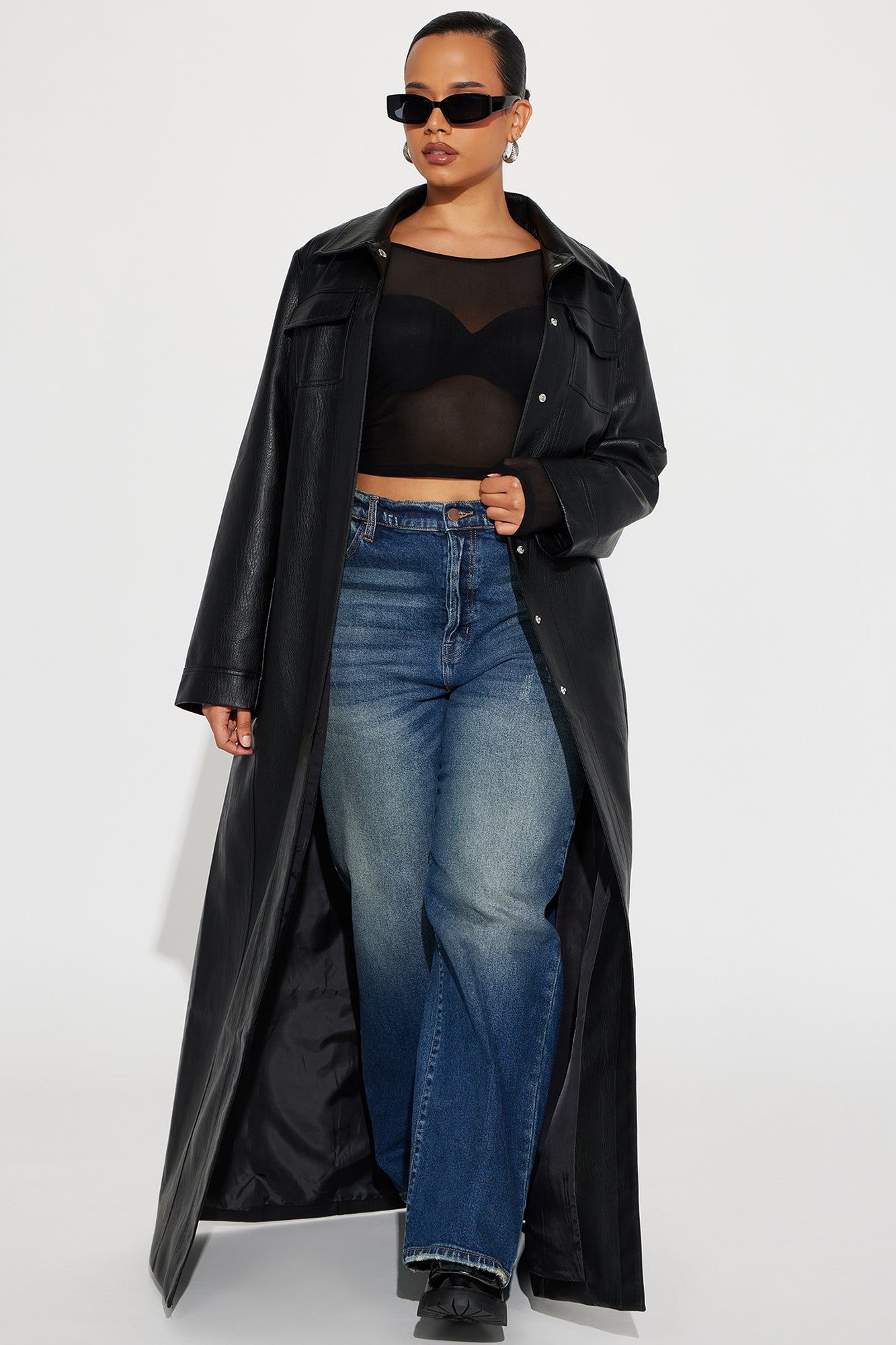 Iris Faux Leather Trench - Black sold by Fashion Nova product image thumbnail 4
