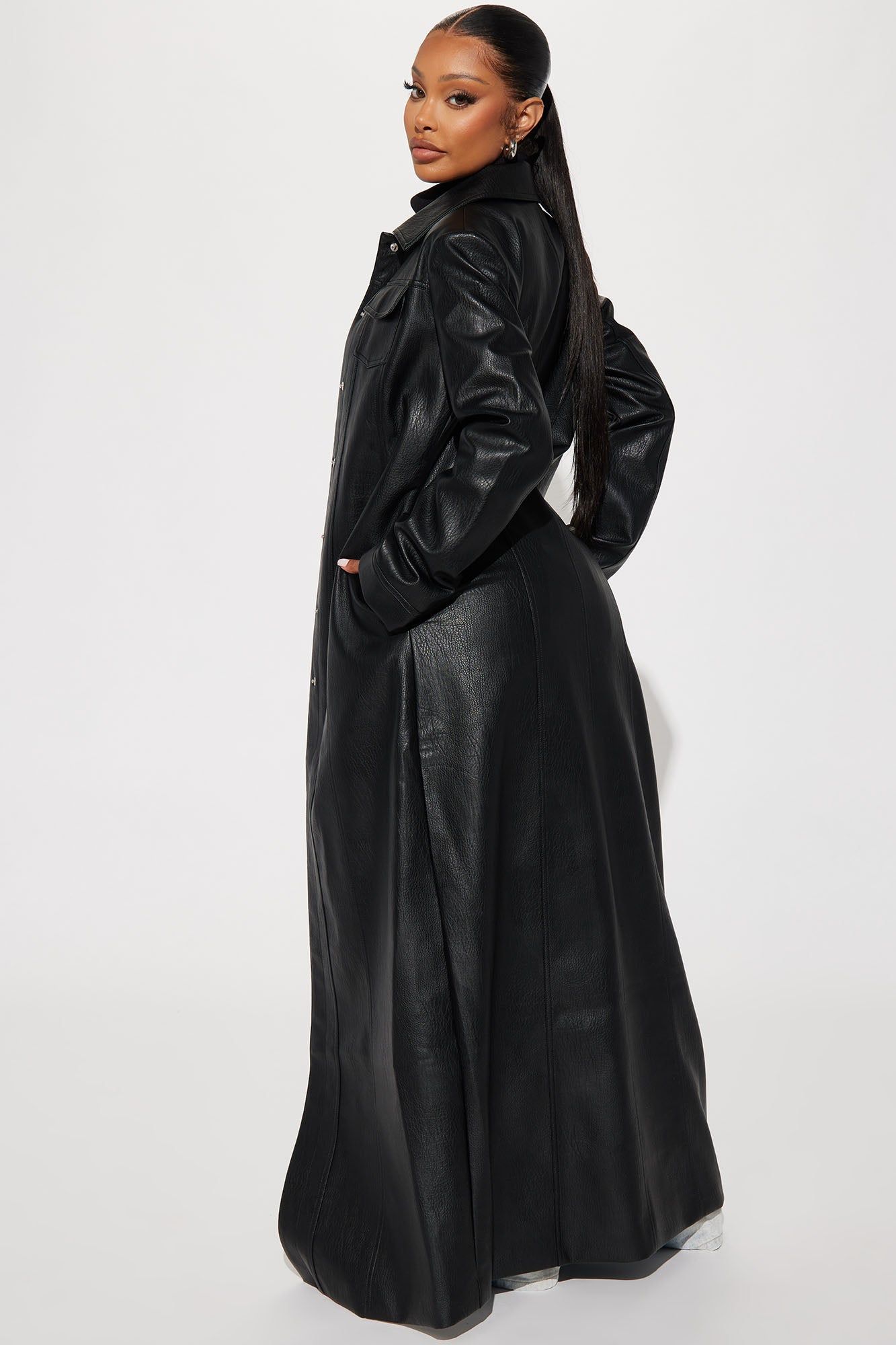 Iris Faux Leather Trench - Black sold by Fashion Nova product image thumbnail 3