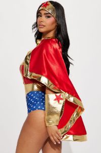 Super Wonderful Babe 4 Piece Costume Set - Red/combo sold by Fashion Nova