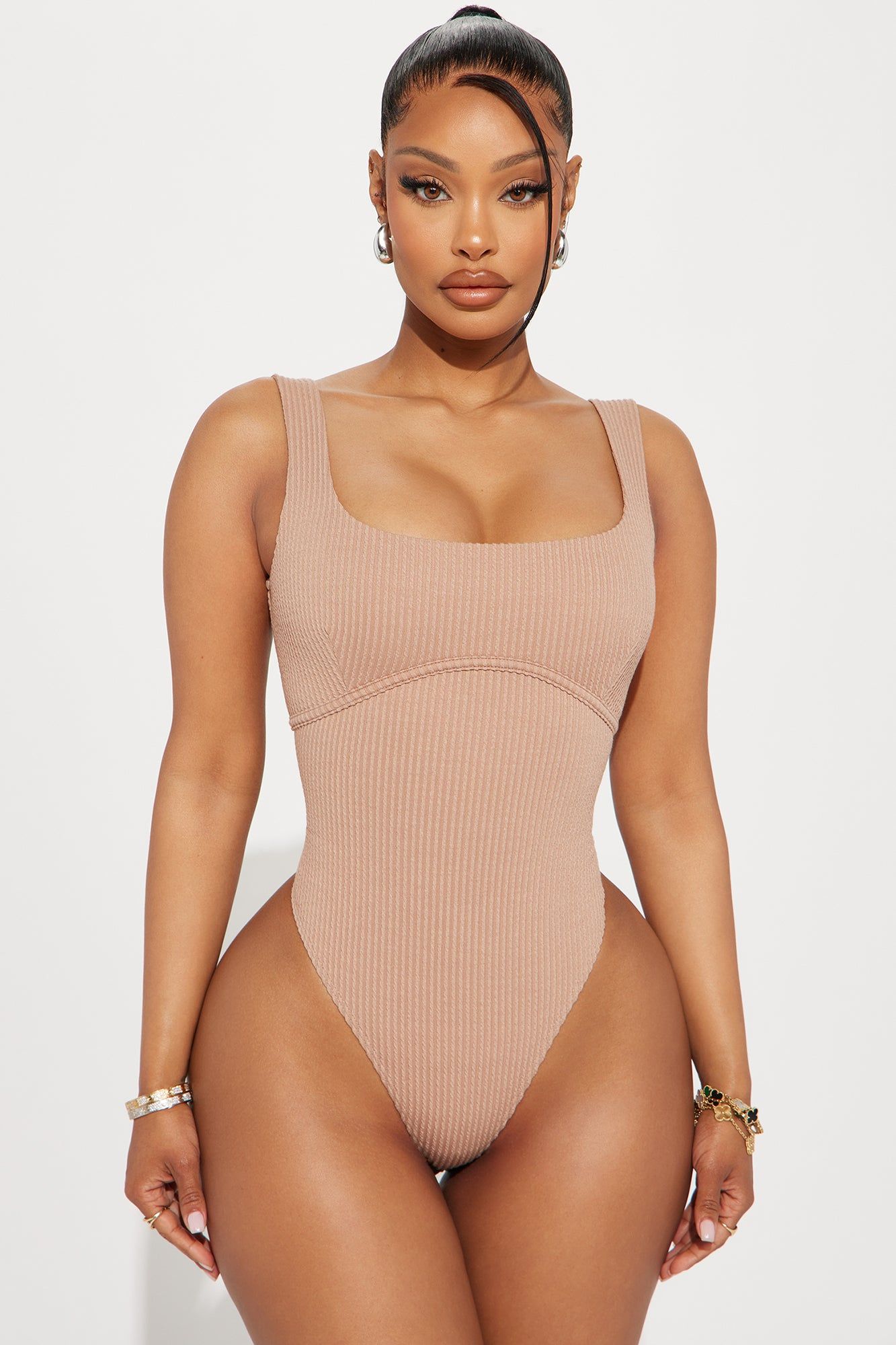 Giulia Ribbed Bodysuit - Mocha sold by Fashion Nova