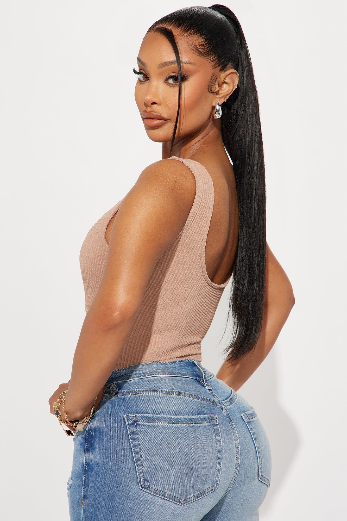Giulia Ribbed Bodysuit - Mocha sold by Fashion Nova product image thumbnail 4