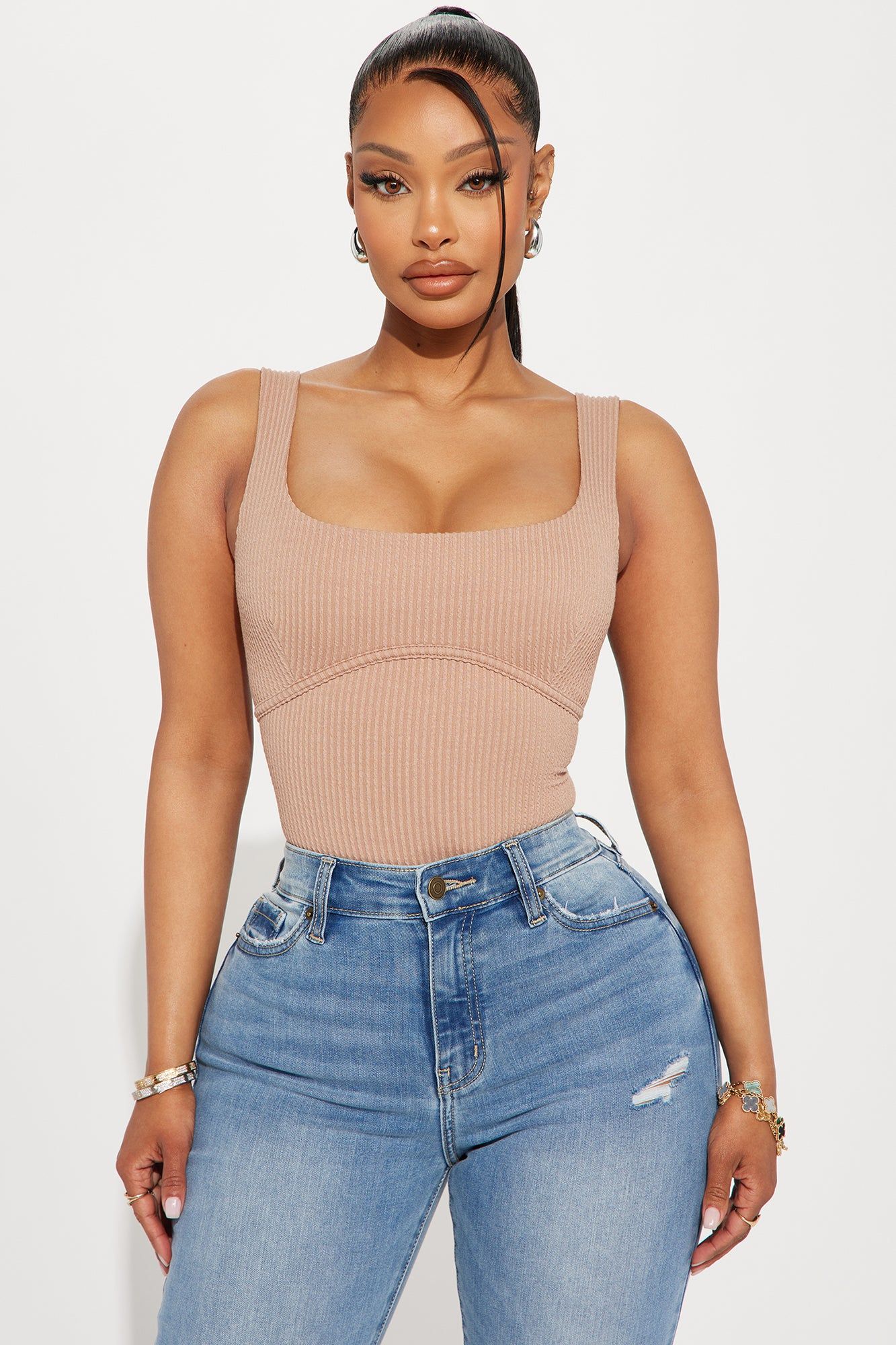Giulia Ribbed Bodysuit - Mocha sold by Fashion Nova product image thumbnail 3
