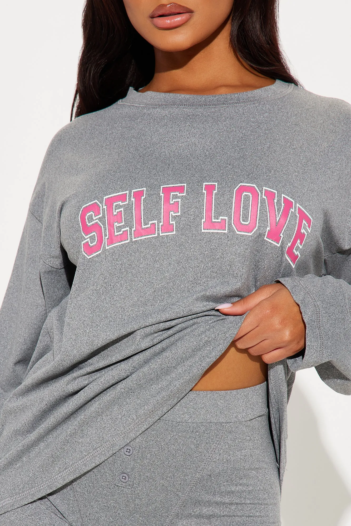 Self Love PJ Boxer Short Set - Heather Grey sold by Fashion Nova product image thumbnail 2